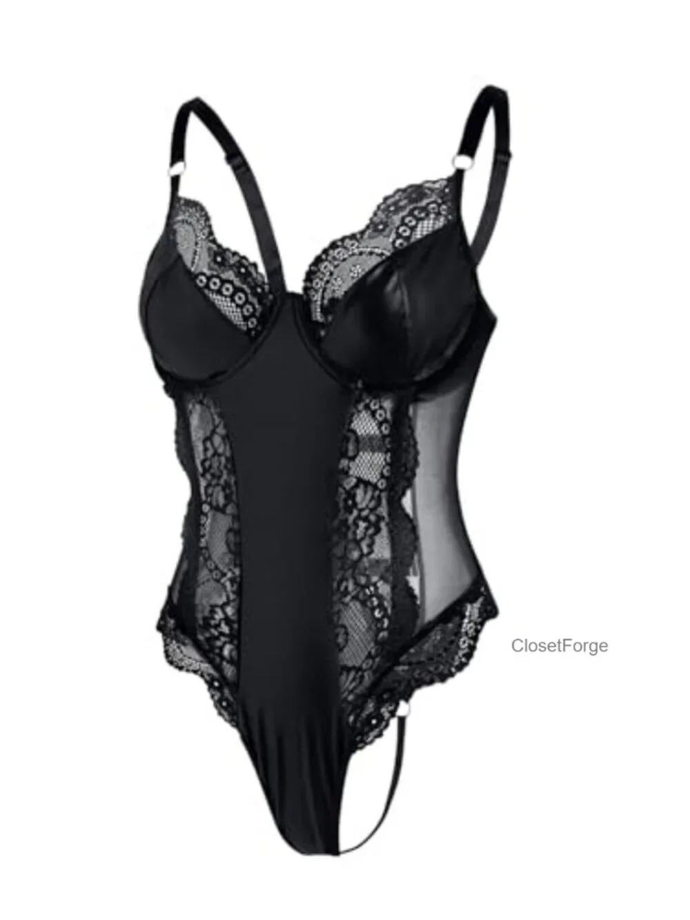 Women's Lace Bodysuit Corset Top, Sheer Teddy Lingerie, Underwire Push Up